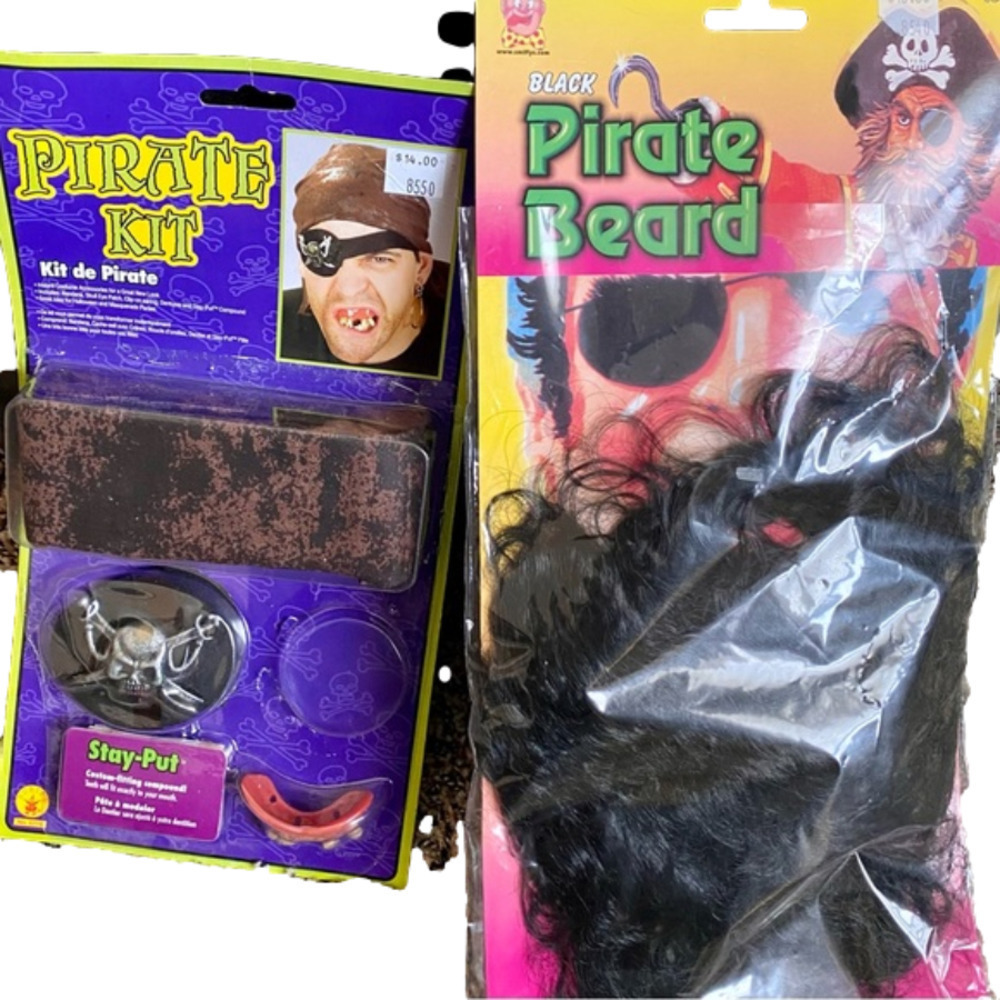 ADULT PIRATE Accessories Kit Costumes: eye patch, bandana, beard, teeth